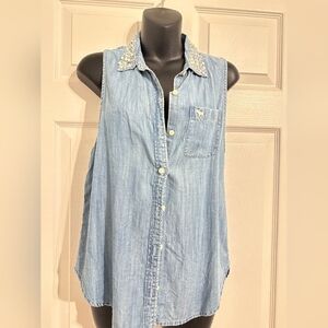 Abercrombie & Fitch Blue Embellished Tank Top